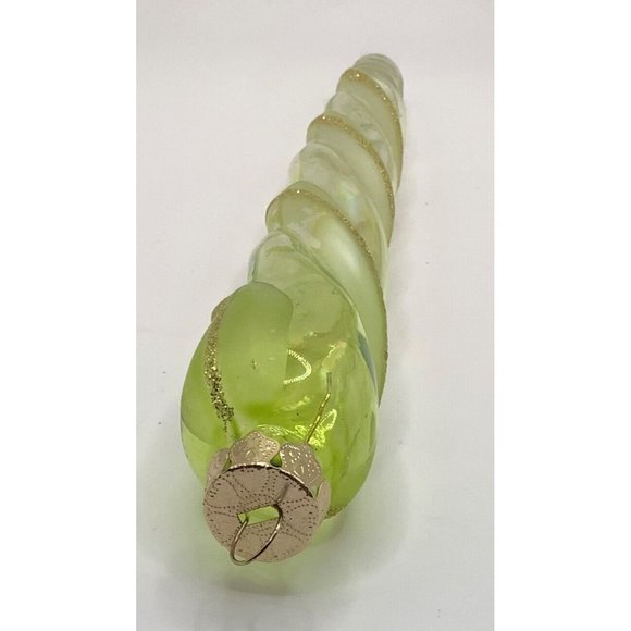 Vintage Yellow Green Mercury Glass Icicle Ornament Retro - Picture 2 of 5